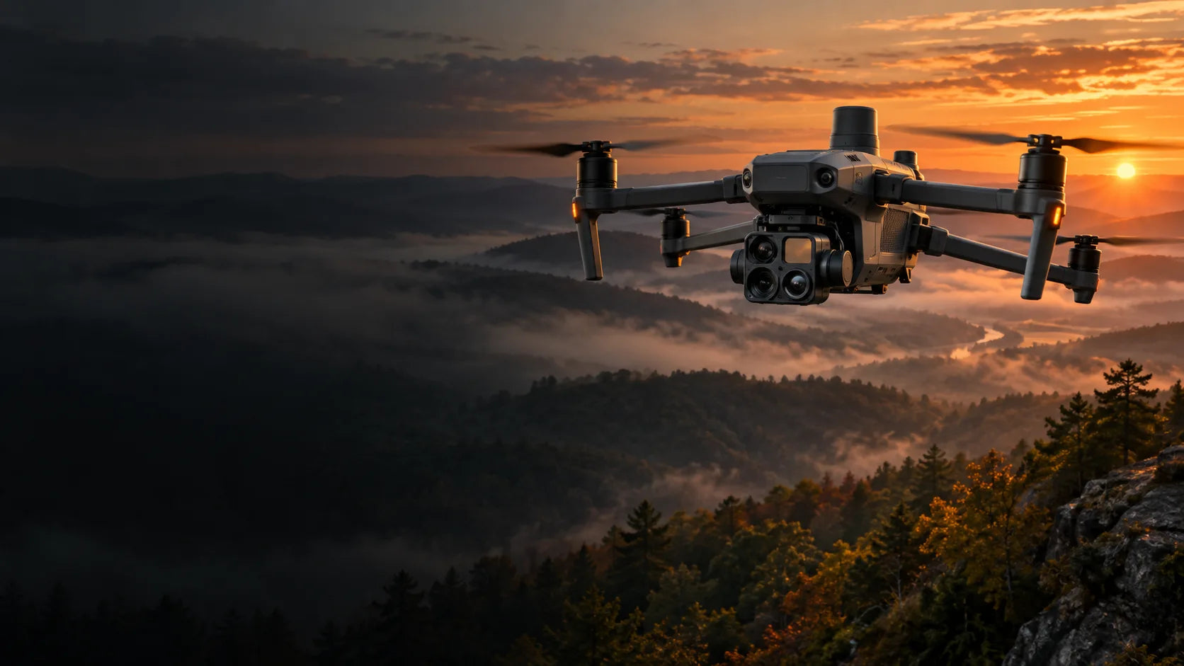 Enterprise drone operating over East Tennessee terrain